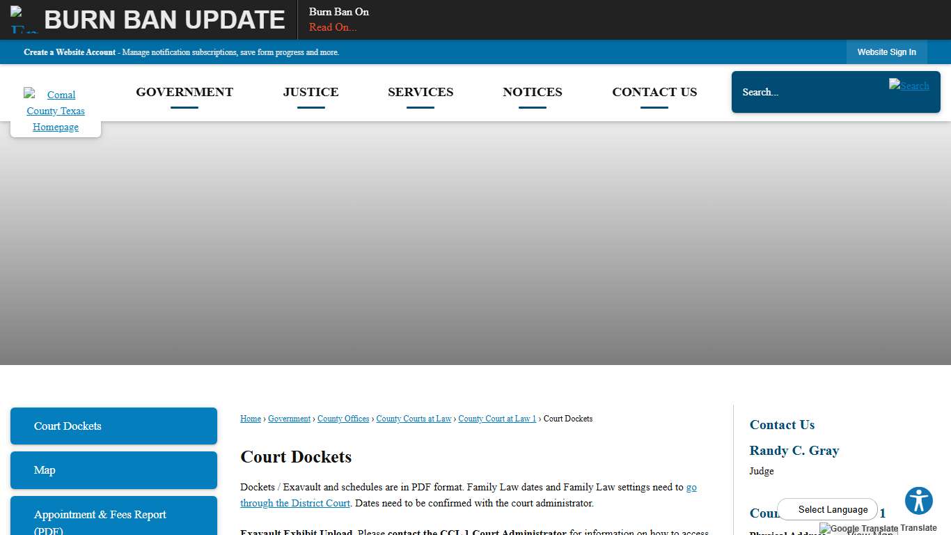 Court Dockets Comal County, TX