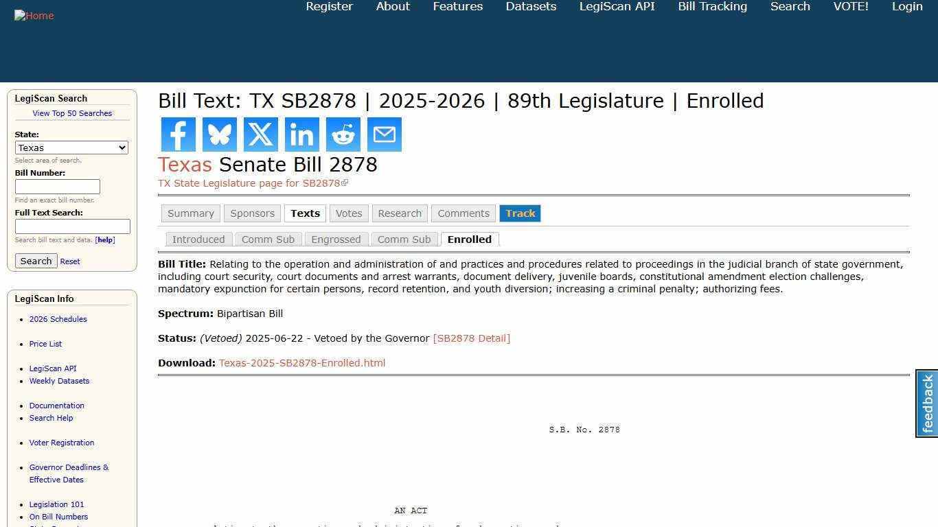 Bill Text: TX SB2878 2025-2026 89th Legislature Enrolled LegiScan