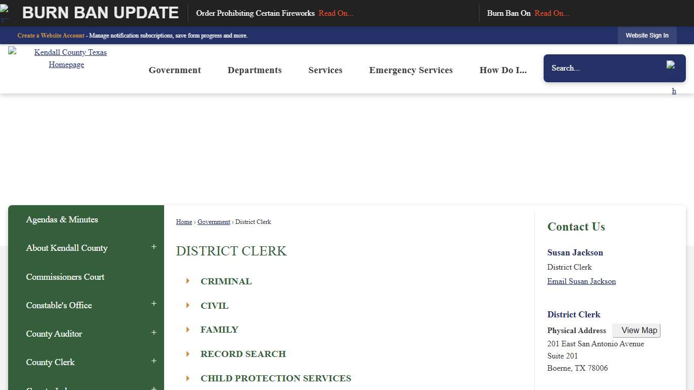 District Clerk Kendall County, TX