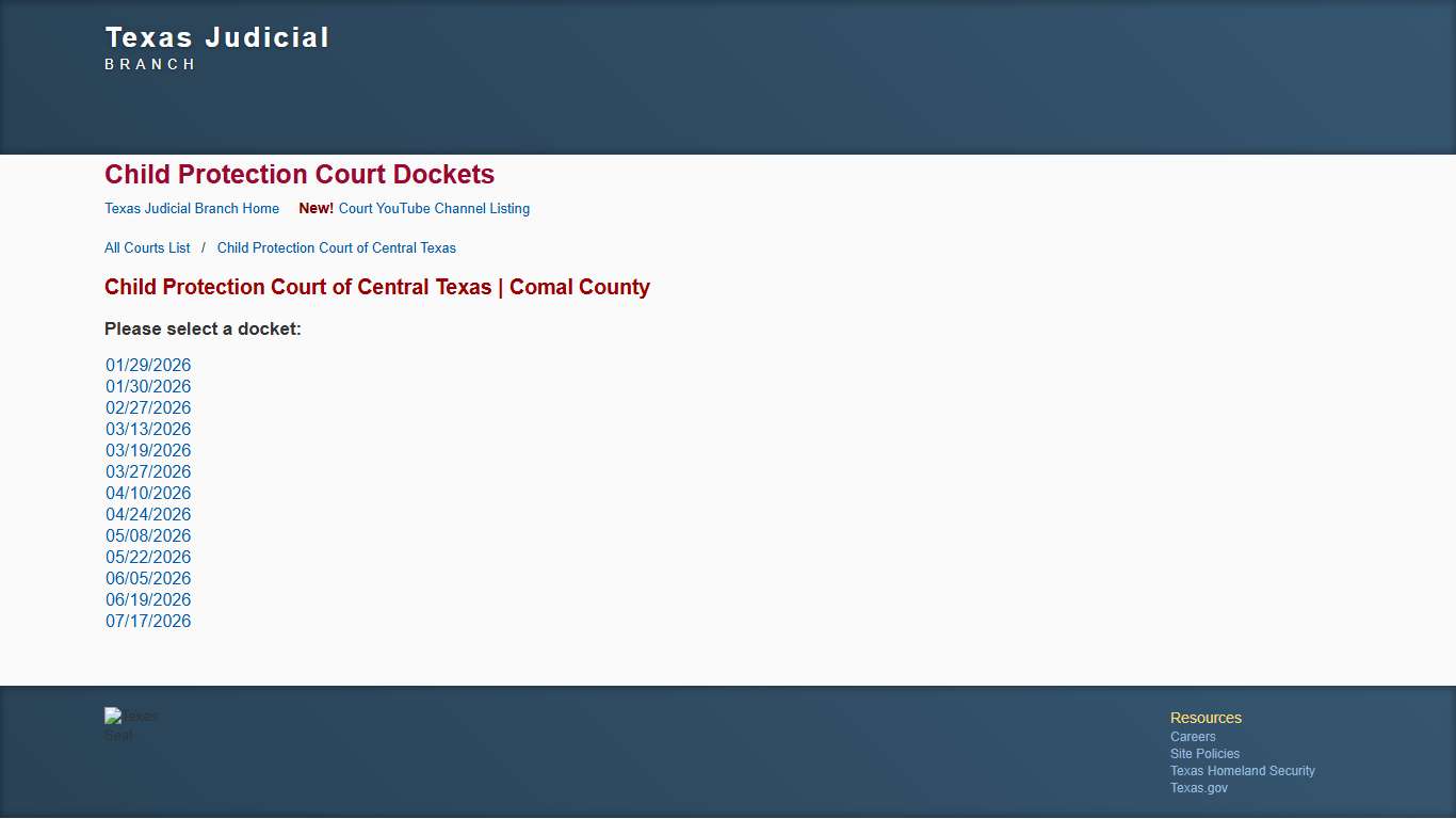 Texas Courts Online Child Protection Court of Central Texas Comal County