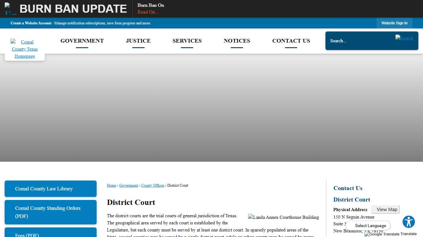 District Court Comal County, TX